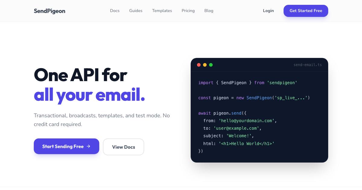 SendPigeon - Email for Everything You Build